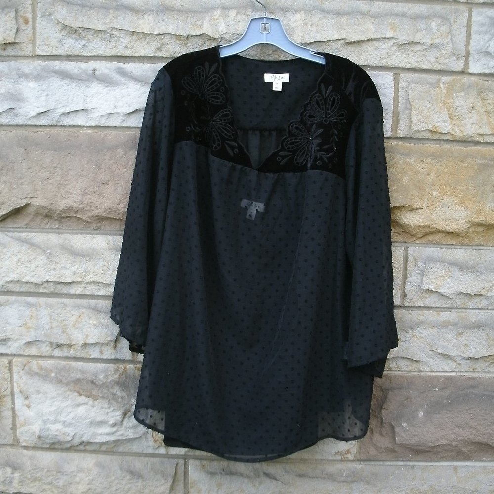 Style & Co 2 Pc Black Top Shirt Camisole Size 1X